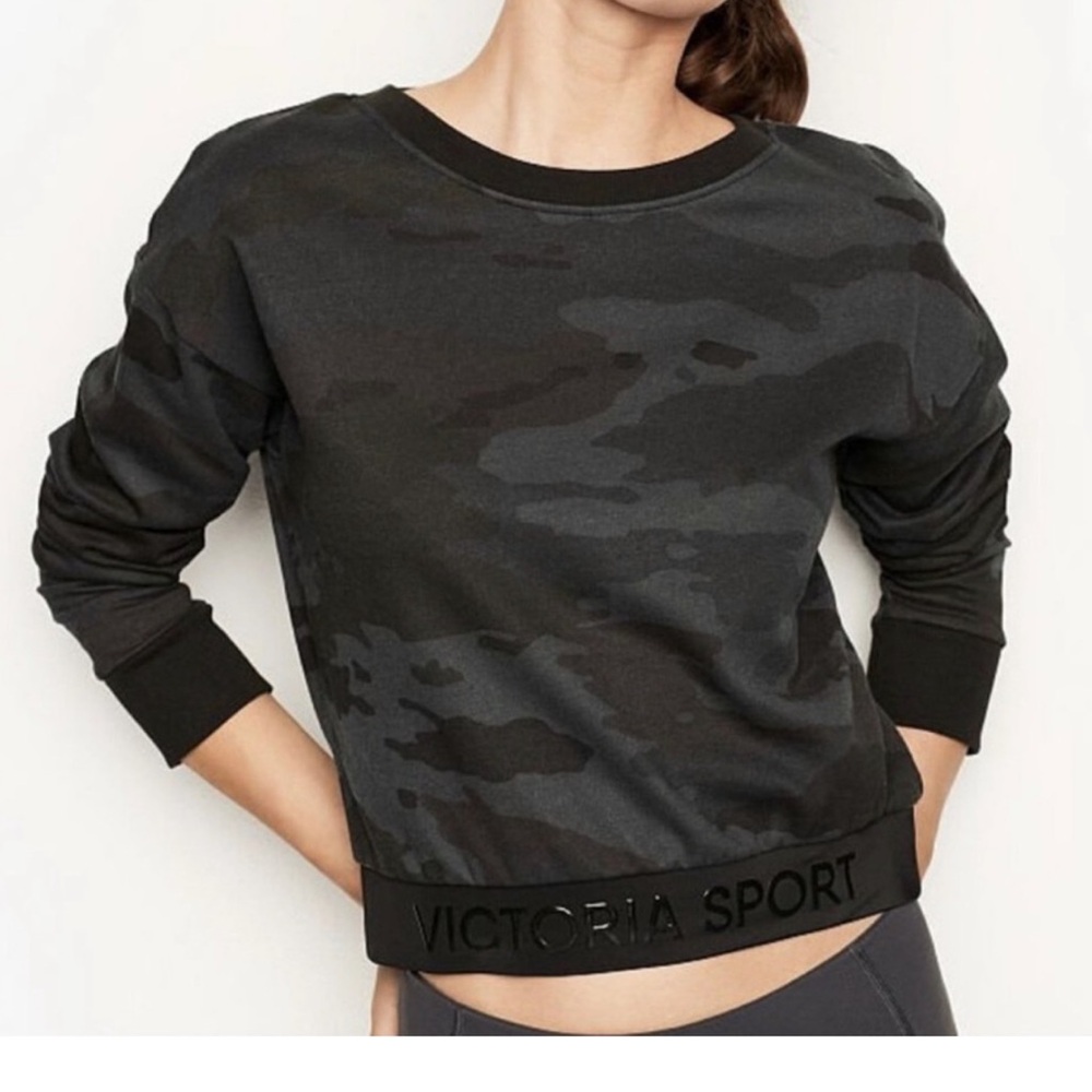 Victorias Secret Sport Camo Cropped Crewneck Sweatshirt